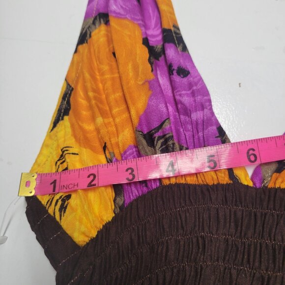 Halter Colorful Dress Summer Halter Dress in Purple and Orange Floral Print - Picture 7 of 16